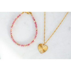 Bracelet Beaded Rhodonite Bracelet Pink Beaded bracelet Valentines Gift for Her